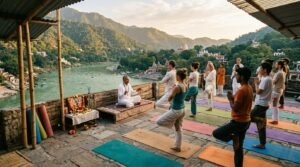 Authentic 200-Hour Yoga Teacher Training Class in Rishikesh Overlooking Ganga River