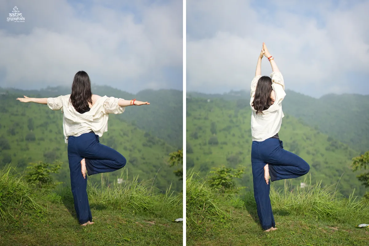 Outdoor Himalayan yoga session during 3 days yoga and meditation retreat in Rishikesh, Uttarakhand, India
