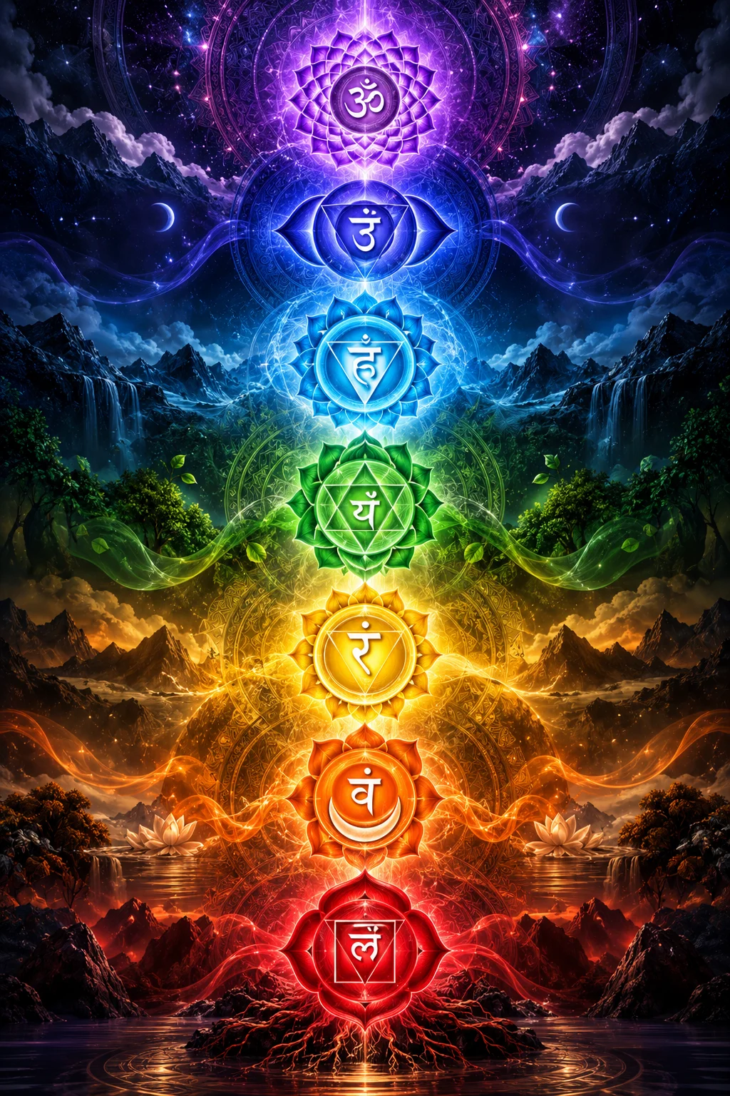 7 Chakra Symbols, Sacred Geometrical Meanings and Healing Energies in Rishikesh India