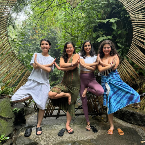 Group yoga class in Bali yoga TTC retreat