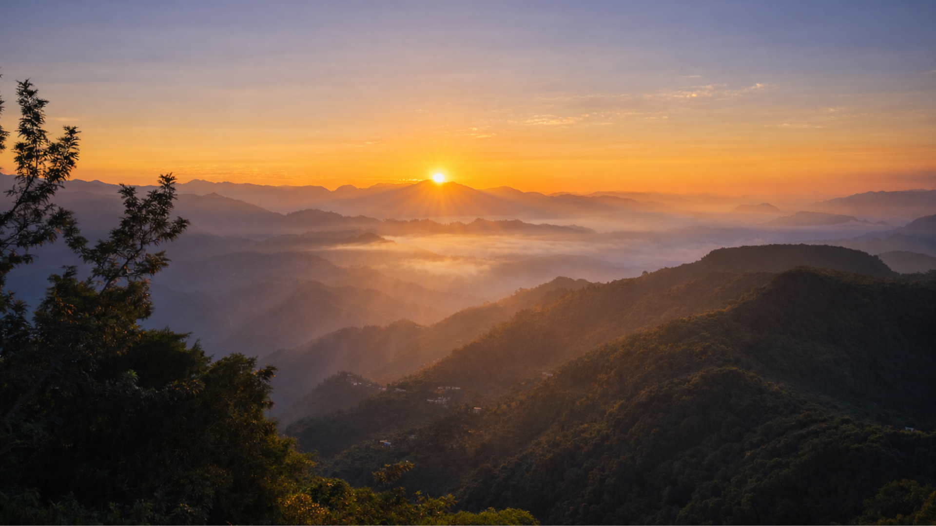 sunrise view himalayas kunjapuri temple Rishikesh scenic mountain view India