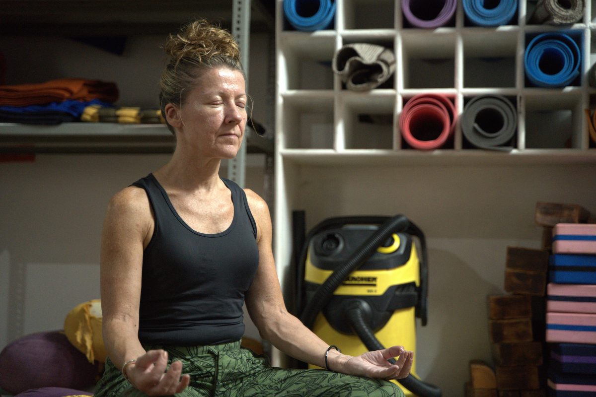 Yoga student in seated meditation pose during 100 Hour Yoga Teacher Training practice
