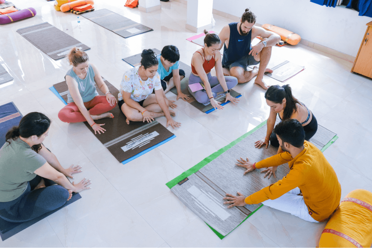 Yoga practice during 200 hour yoga teacher training in Rishikesh