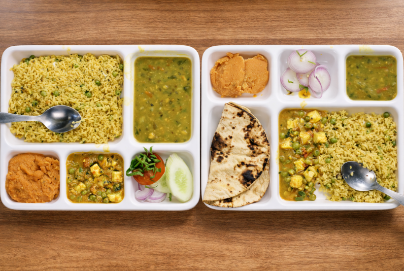 yogic food plate Rishikesh sattvic diet fresh fruits vegetables meal