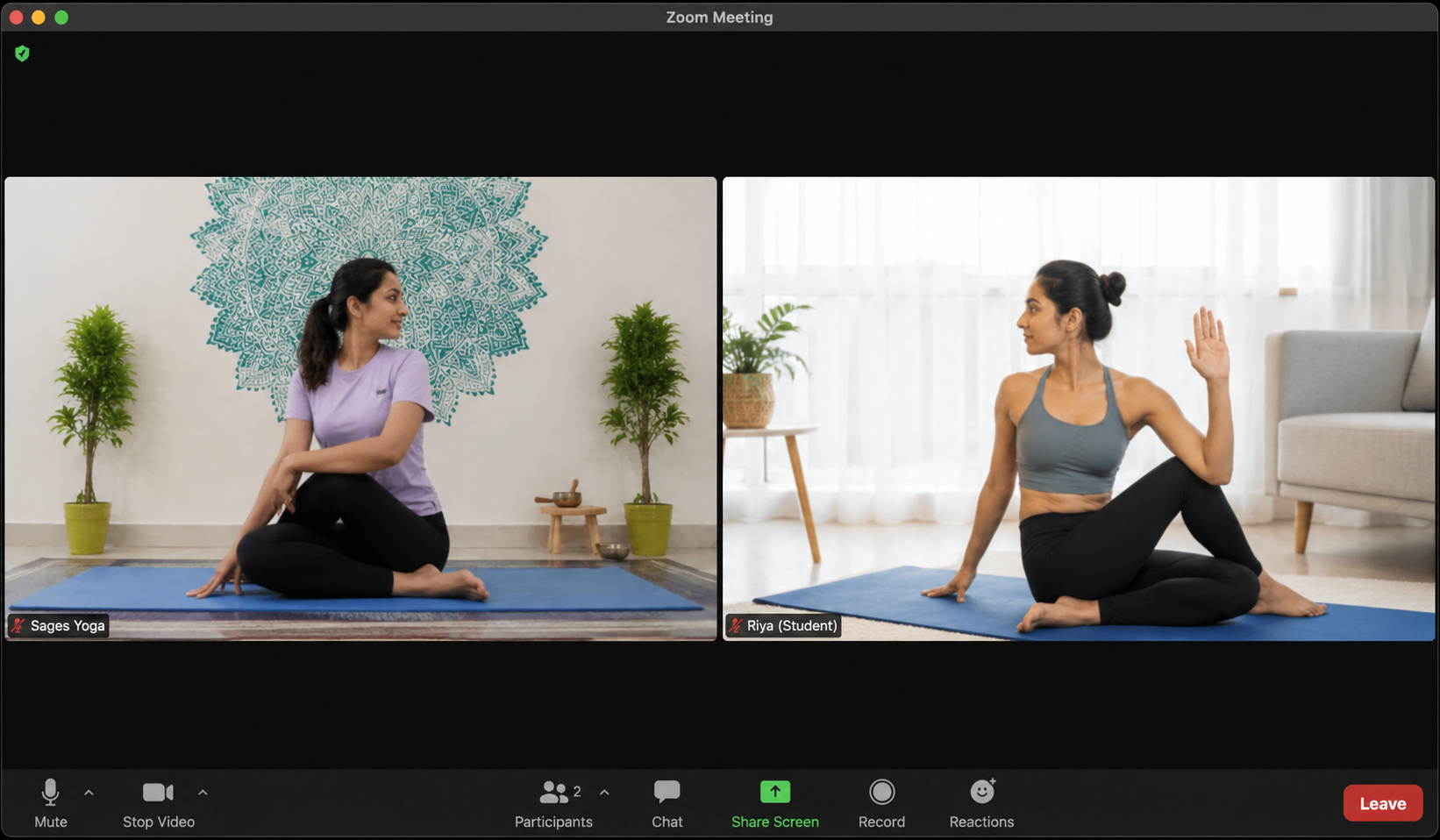 Private one-on-one online yoga session with an Aatm Yogashala teacher